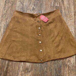 Love Culture Corduroy Button Front Mini Skirt Camel NWT